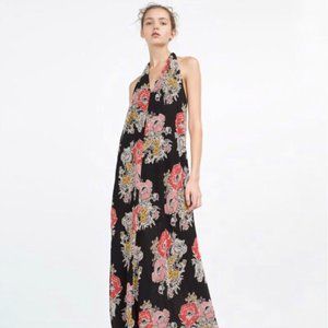 Zara Tarfaluc Collection Floral Halter Maxi Dress
